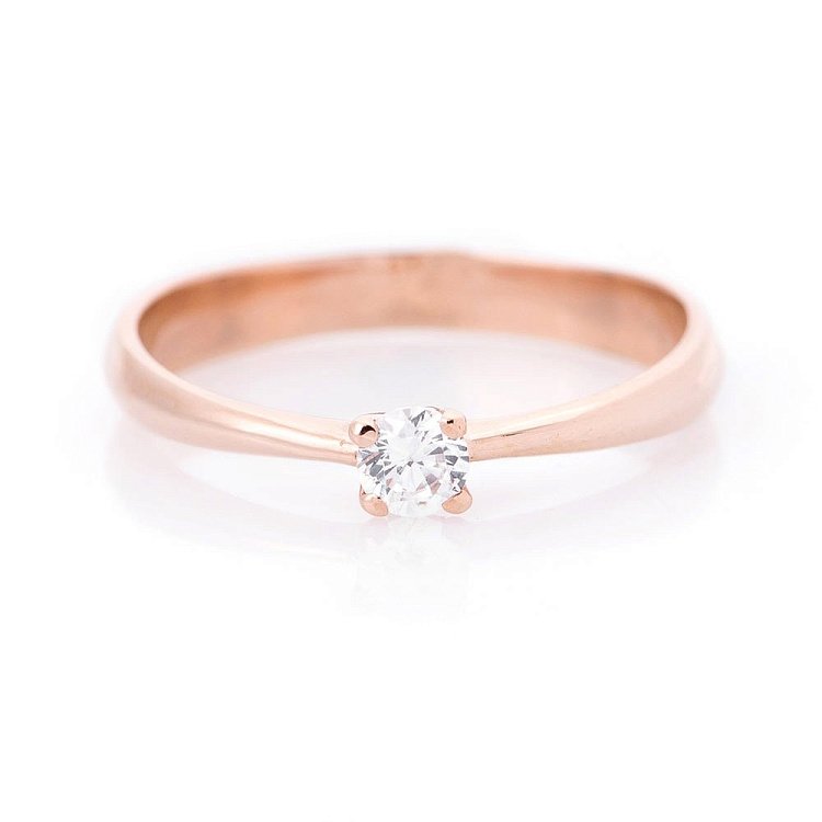 Золотое помолвочное кольцо с фианитом к04907 от ювелирного магазина Оникс - 2