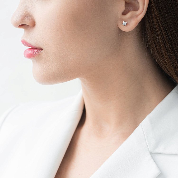 Золоті сережки-пусети з діамантами сб0156arp від ювелірного магазину Онікс - 1