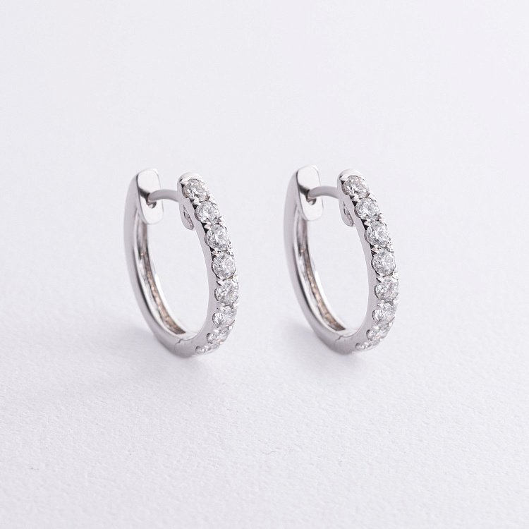 Золотые серьги - кольца с бриллиантами сб0542cha от ювелирного магазина Оникс