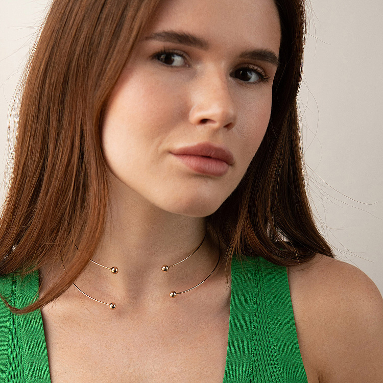 Колье - чокер "Demi" (красное золото) с шариками кол02602 от ювелирного магазина Оникс - 3