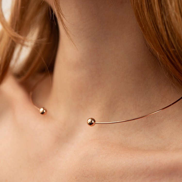 Колье - чокер "Miley" (красное золото) с шариками кол02540 от ювелирного магазина Оникс - 4