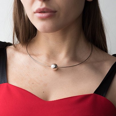 Срібне кольє з кулькою 18056 №10