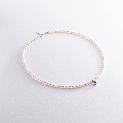 Срібне кольє "Перлинки з кулькою" жемшар №3