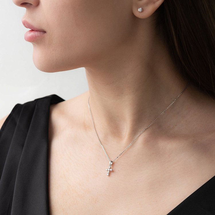 Золотий хрестик з діамантами пб0241ri від ювелірного магазину Онікс - 1