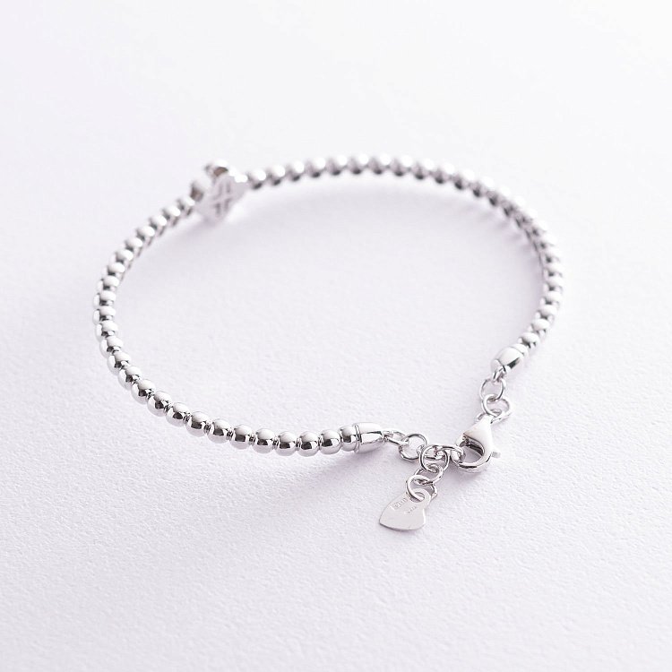 Золотий браслет з конюшиною (фіаніт) б04125 від ювелірного магазину Онікс - 3