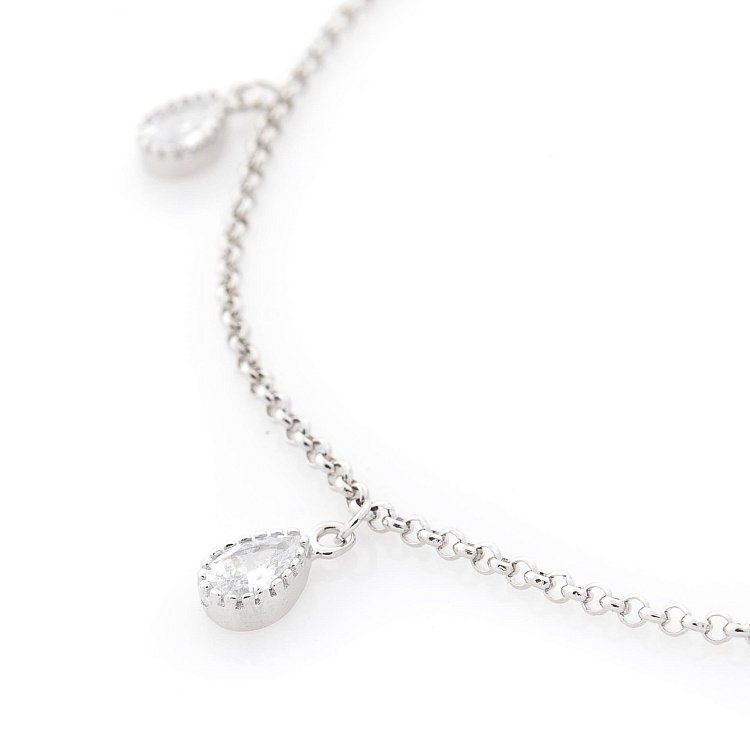 Срібний браслет на ногу з фіанітами 141239 від ювелірного магазину Онікс - 1