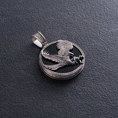 Серебряный кулон "Орел" (оникс) 1250 №3