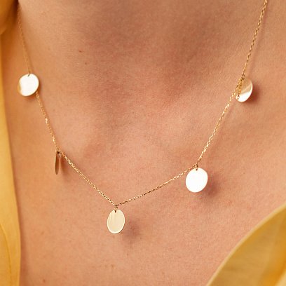 Кольє "Монетки" в жовтому золоті (5 шт) кол01438 №11