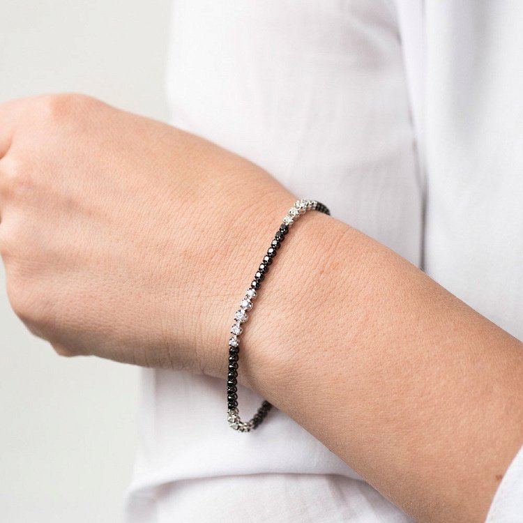 Золотой браслет с черными и белыми бриллиантами бб0008ar от ювелирного магазина Оникс - 5