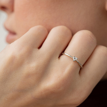 Помолвочное золотое кольцо "Сердечко" с бриллиантом кб0631ca №4