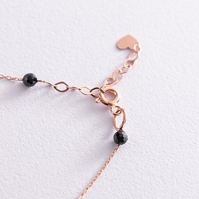 Золотой браслет "Сердечки" на ногу (фианиты) б04882 №4