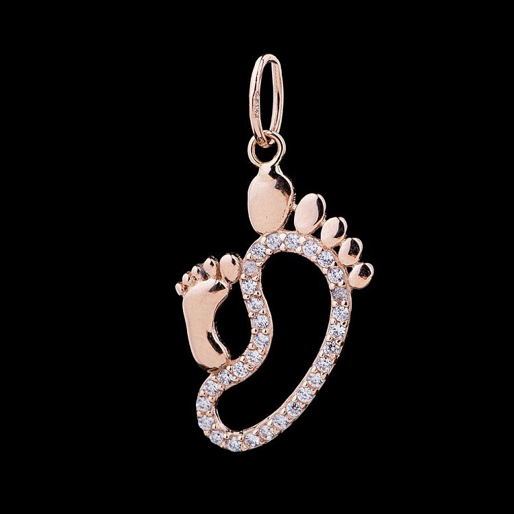 Золотая подвеска "Ножки младенца" с фианитами п02719 от ювелирного магазина Оникс