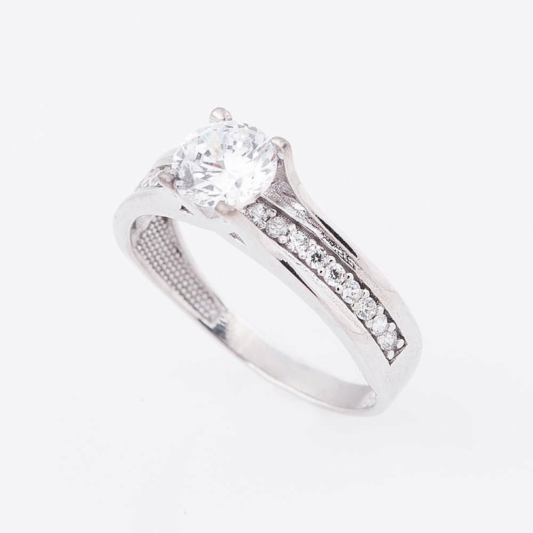 Золотое помолвочное кольцо с фианитами к05164 от ювелирного магазина Оникс - 1