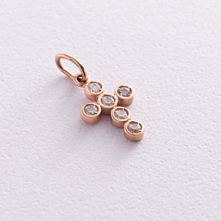 Золотий хрестик з фіанітами п00884 від ювелірного магазину Онікс