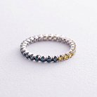 Золота каблучка з доріжкою каменів (сині та жовті діаманти) к0507di от ювелирного магазина Оникс - 4