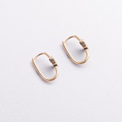 Серьги "Клевер" с ониксом (желтое золото) с09415 №2