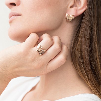 Золоті сережки "Метелики" з фіанітами с05536 №5