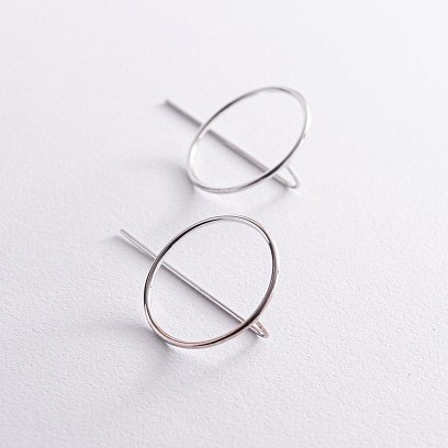 Серьги "Геометрия" в белом золоте с07881 №4