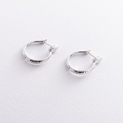 Серьги "Змеи" в белом золоте с08486 №3
