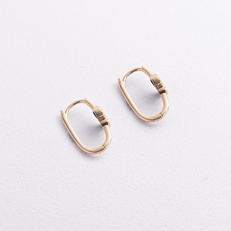 Серьги "Клевер" с ониксом (желтое золото) с09415 от ювелирного магазина Оникс - 1