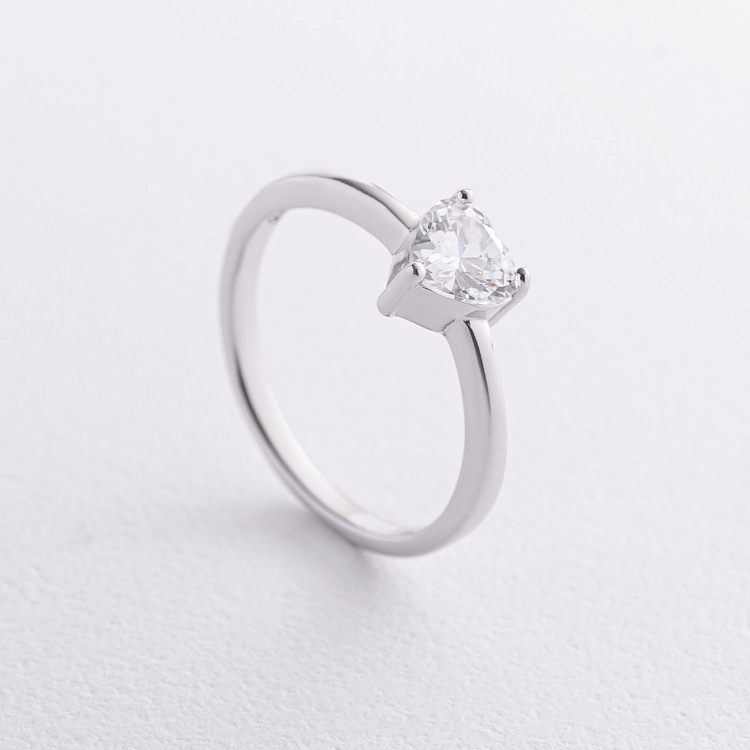 Помолвочное кольцо «Сердце» с фианитом 112847 от ювелирного магазина Оникс