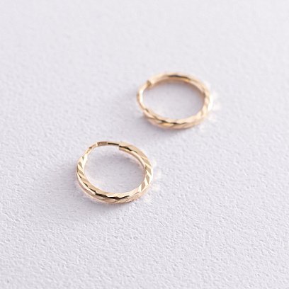 Сережки - кільця в жовтому золоті (1.2 см) с07307 №7