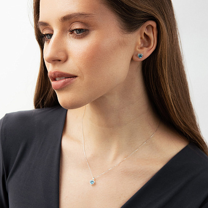 Золотое колье "Сердечко" с топазом и бриллиантами колб0190ca №2