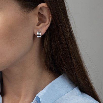 Срібні сережки "Кільця" 122786 №8