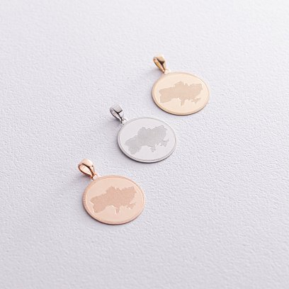 Кулон "Карта України" у білому золоті п03770 №6