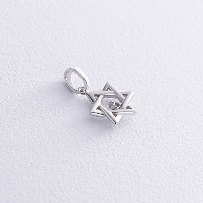 Срібна підвіска "Зірка Давида" з фіанітом 133043 №3