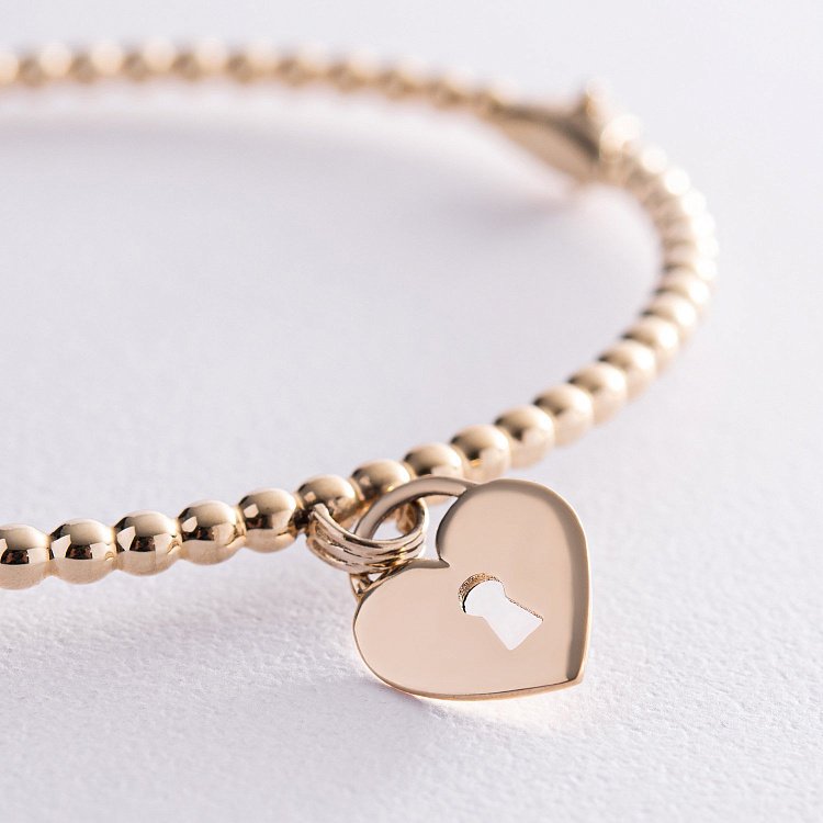 Жорсткий золотий браслет "Сердечко" б02775 від ювелірного магазину Онікс - 3