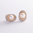 Золоті сережки з діамантами і перлами с1312 от ювелирного магазина Оникс