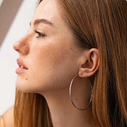 Сережки - кільця в сріблі (6.1 см) 122957 №3