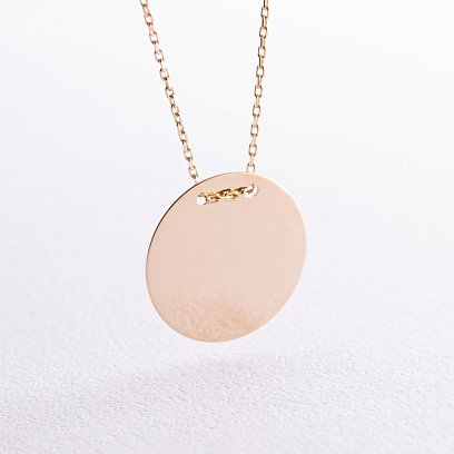 Кольє "Монетка" у жовтому золоті (можливе гравіювання) кол02281