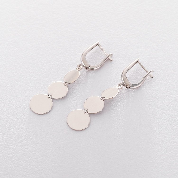 Висячі срібні сережки 122480 від ювелірного магазину Онікс