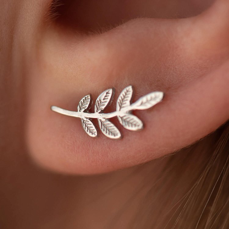 Серьги - пусеты "Веточки" в белом золоте с07014 от ювелирного магазина Оникс - 2