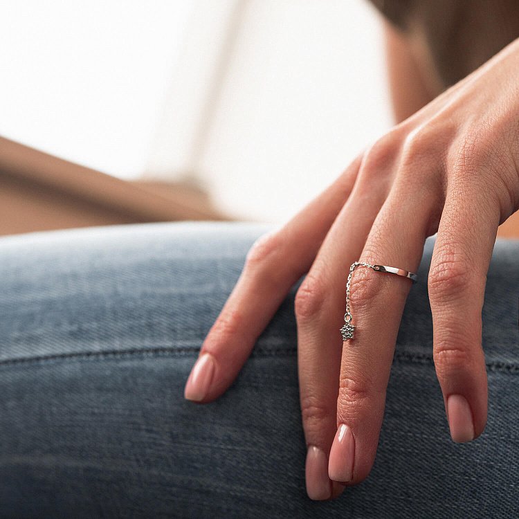 Золотое кольцо с подвеской "Звездочка" (фианиты) к06999 от ювелирного магазина Оникс - 4