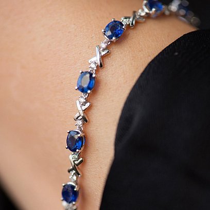 Золотой браслет с бриллиантами и сапфирами бб0040nl №4