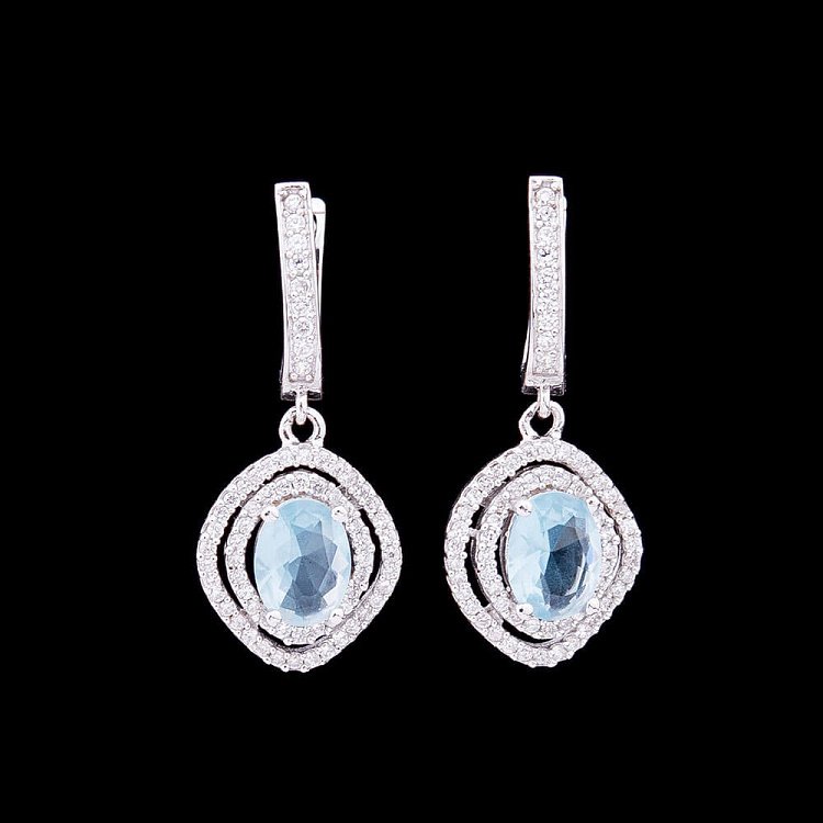 Сережки з синтетичної шпинелью блакитного кольору с03 від ювелірного магазину Онікс - 2