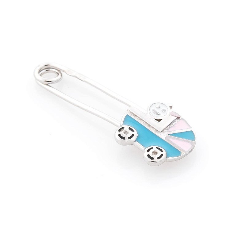 Срібна шпилька "Коляска" з емаллю 21032 від ювелірного магазину Онікс