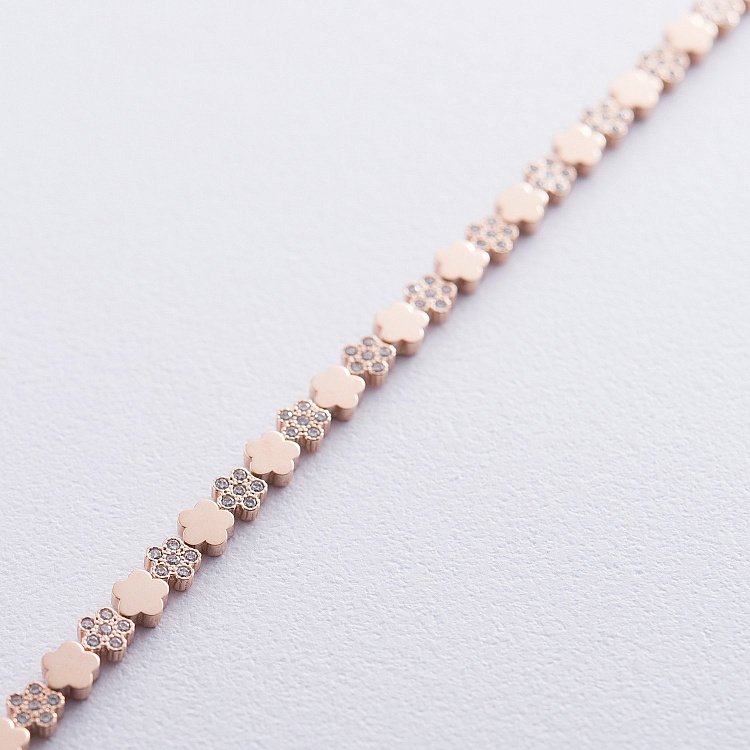 Золотой браслет "Цветочки" б04114 от ювелирного магазина Оникс - 2