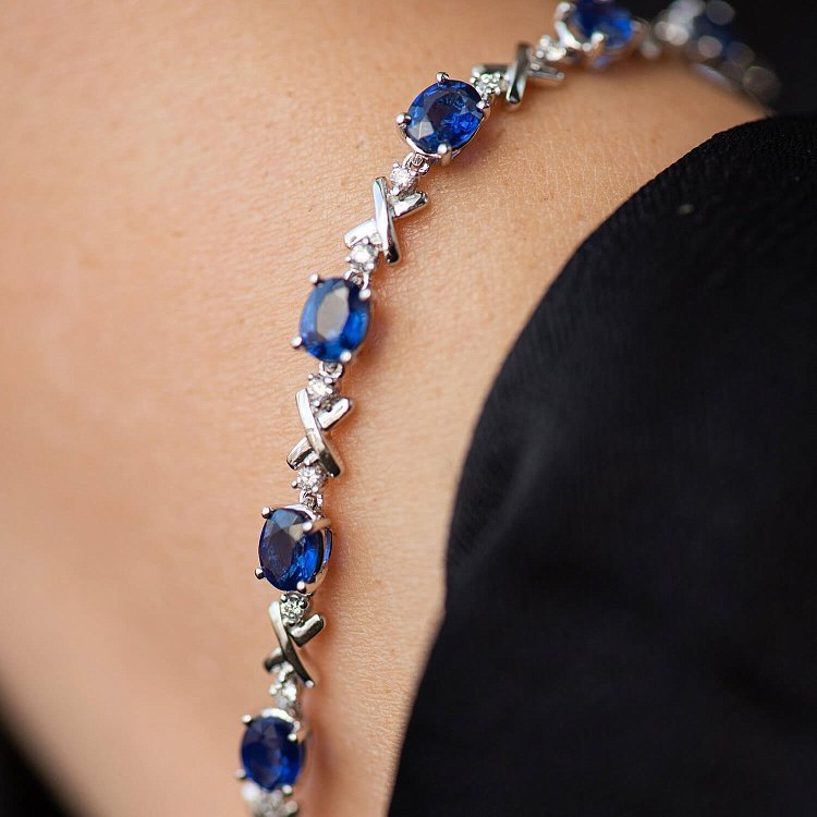 Золотой браслет с бриллиантами и сапфирами бб0040nl от ювелирного магазина Оникс - 3