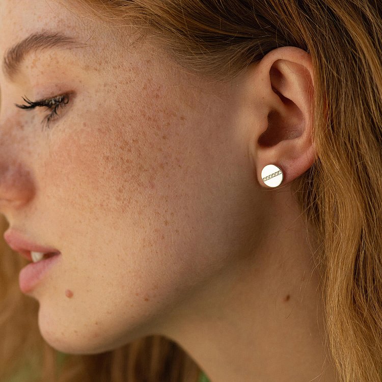 Серьги - пусеты с бриллиантами (белое золото) 334941121 от ювелирного магазина Оникс - 1