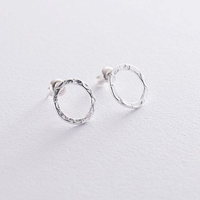 Срібні сережки "Мерехтіння" (1.2 см) 122706 №3