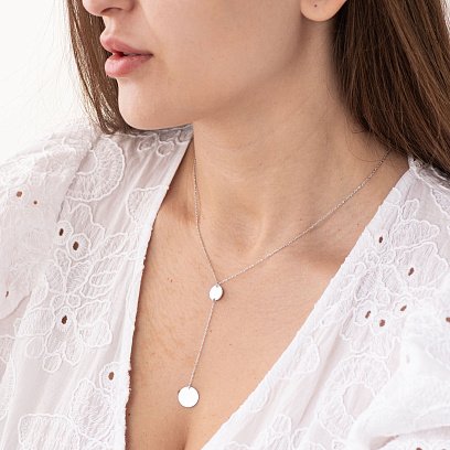 Колье "Монетки" в белом золоте 860417В №2