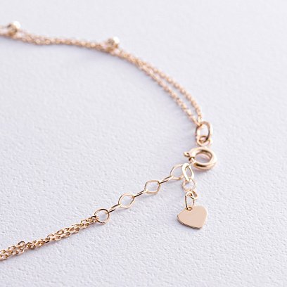 Подвійний золотий браслет "Сердечко" б05098 №5