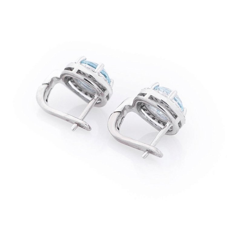 Женские серьги с голубым топазом (фианиты) 121332 - 1 Женские серьги с голубым топазом (фианиты) 121332 от ювелирного магазина Оникс - 1