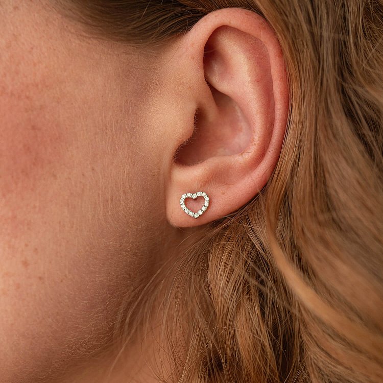 Золотые серьги - пусеты "Сердечки" с бриллиантами 327081121 от ювелирного магазина Оникс - 1