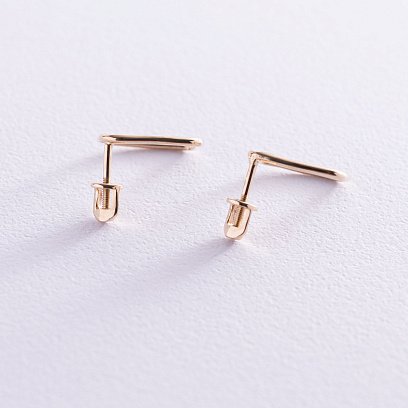 Сережки - пусети "Ромби" в жовтому золоті с06990 №2