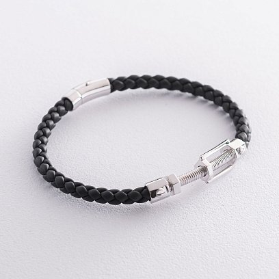 Каучуковый браслет из белого золота б03986